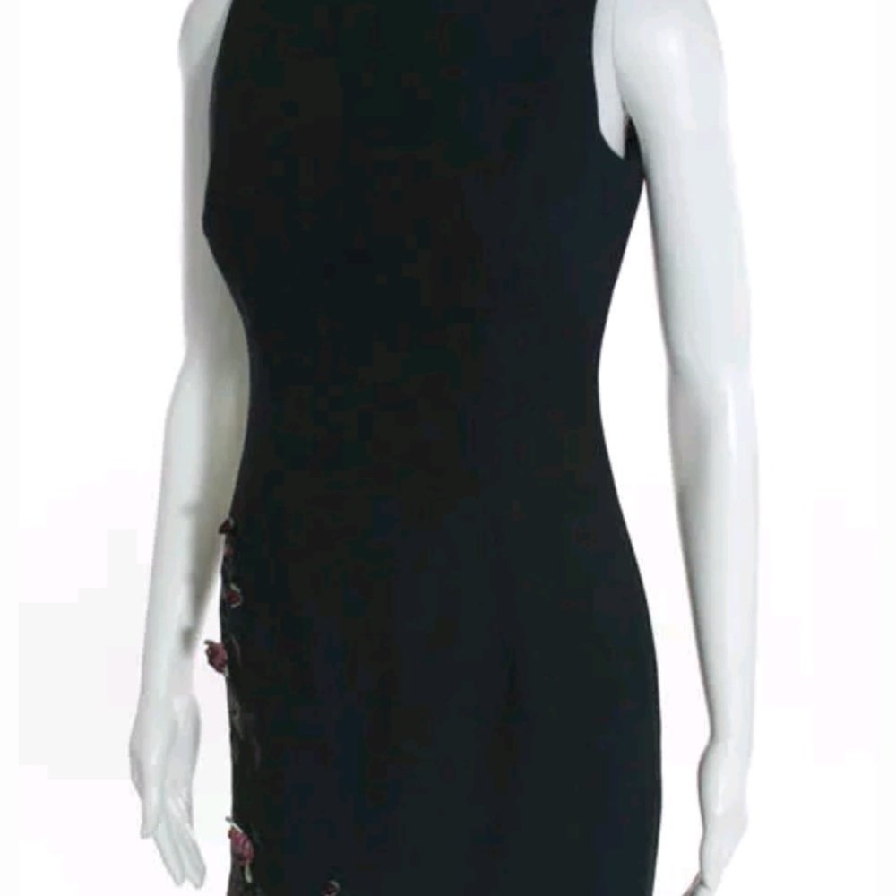 Laundry black sleeveless flower applique dress 2 - Picture 2 of 7
